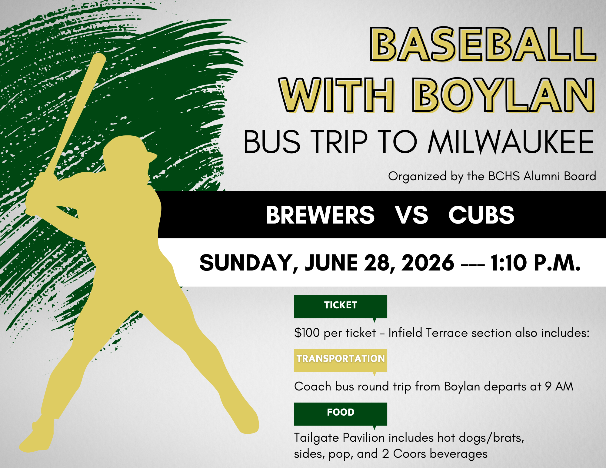 Brewers vs Cubs Boylan Baseball Bus Trip